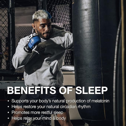 RAW Natural Sleep Aid Supplement - Relaxation Enhancer & Mood Support with Melatonin, Magnesium, Zinc, L-Tryptophan & Lemon Balm Extract to Relax & Calm The Mind & Body - 30 Servings, Strawberry Kiwi