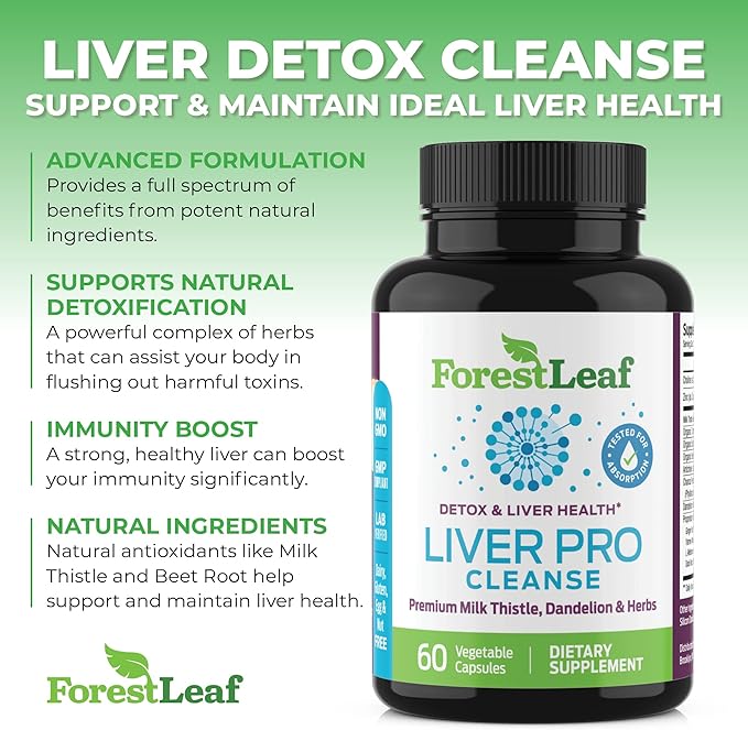 Liver Cleanse Detox & Repair - Fatty Liver Repair Detox Complex Supplement w/Choline, Zinc, Milk Thistle, Dandelion Root, Turmeric, Burdock, Artichoke - Liver Support Supplement | 60 Caps