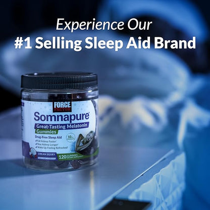 Force Factor Somnapure Drug-Free Sleep Aid for Adults with Melatonin, Valerian Root, and Lemon Balm, Non-Habit-Forming Sleeping Pills, Fall Asleep Calm at Night, Wake Up Refreshed, 30 Tablets