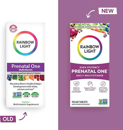 Rainbow Light High-Potency Prenatal One Multivitamin, Prenatal Health Multivitamin Supports Mom's Health and Baby's Development, With Vitamin C, Vegan, 30 Count