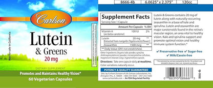 Carlson Lutein W/ Kale 20mg, 60 Capsules