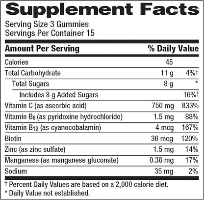 Emergen-C 750mg Vitamin C Gummies for Adults, Immune Support Gummies, Gluten Free, Strawberry, Lemon and Blueberry Flavors - 45 Count