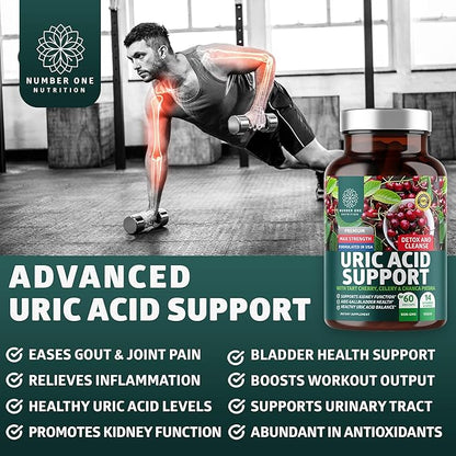 Number One Nutrition N1N Premium Uric Acid Support and Men's Multivitamins, All Natural Supplements to Support Energy Levels, Prostate Health and Urinary Tract Functions, 2 Pack Bundle
