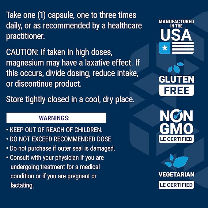 Life Extension Magnesium Caps, 500 mg, Magnesium Oxide, Citrate, Succinate, Heart Health, Healthy Bones, Metabolism Support, 100 Vegetarian Capsules (Pack of 2)