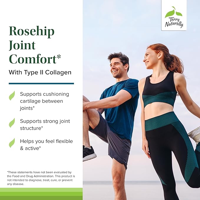 Terry Naturally Rosehip Joint Comfort - Healthy Joint Mobility & Flexibility Support Supplement - Supplement with Type II Collagen - Joint Structure & Cartilage Supplement - 60 Capsules (2 Pack)
