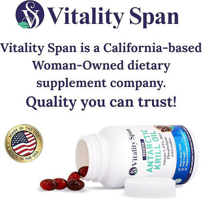 Antarctic Krill Oil Omega 3 Astaxanthin Choline DHA EPA, Superior Absorption, Extra Strength, No Fish Oil Aftertaste, Heavy Metal Tested, Small Size softgels 500mg