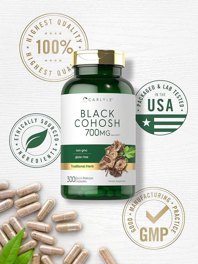 Carlyle Black Cohosh Capsules | 700mg | 300 Count | Non-GMO, and Gluten Free Formula | Black Cohosh Root Extract Supplement