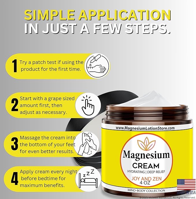 Magnesium Cream with Joy and Zen Scent – Moisturizing & Uplifting Bliss 4oz USA Made
