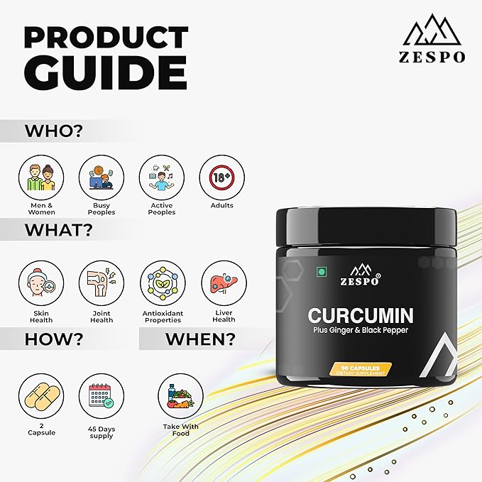 Curcumin Supplement 1105mg,with 95% Curcuminoids, Ginger & Piperine – Vegan, 90 Capsules