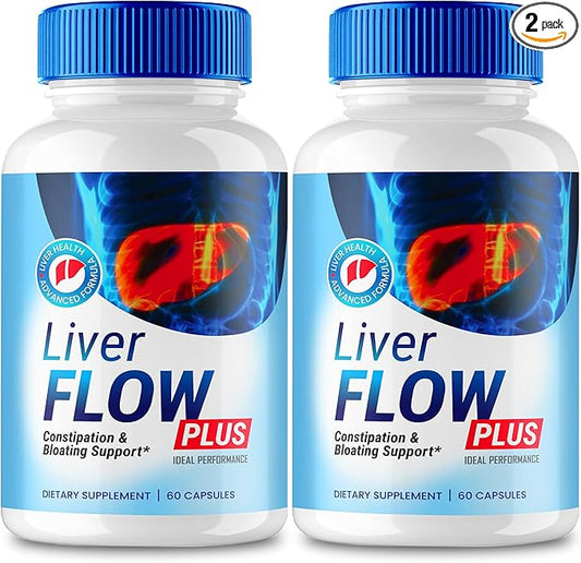 Liver Flow Plus Capsules, LiverFlow Pills Gut Health Formula Supplement - Maximum Strength, All Natural Pills Overall Health & Wellness, Liver FlowPlus Probiotics, LiverFlowPlus Reviews (2 Pack)