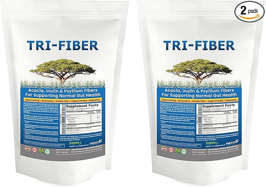 Tri-Fiber Soluble Fiber Powder, Unflavored High Fiber 3-in-1 Soluble Fiber Supplement for Digestive Support. Dietary Fiber 2x1lbs (2x16oz)