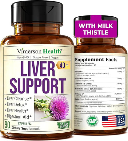 Liver Cleanse Detox & Repair Milk Thistle Supplement - Natural Liver Support - Artichoke Extract & Digestive Enzymes. Dandelion Root Supplement to Support Digestion & Promote Cellular Repair. 90 Caps