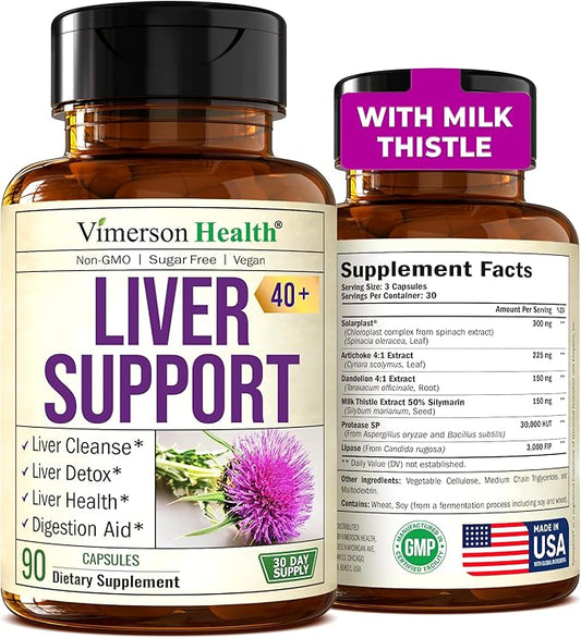 Liver Cleanse Detox & Repair Milk Thistle Supplement - Natural Liver Support - Artichoke Extract & Digestive Enzymes. Dandelion Root Supplement to Support Digestion & Promote Cellular Repair. 90 Caps