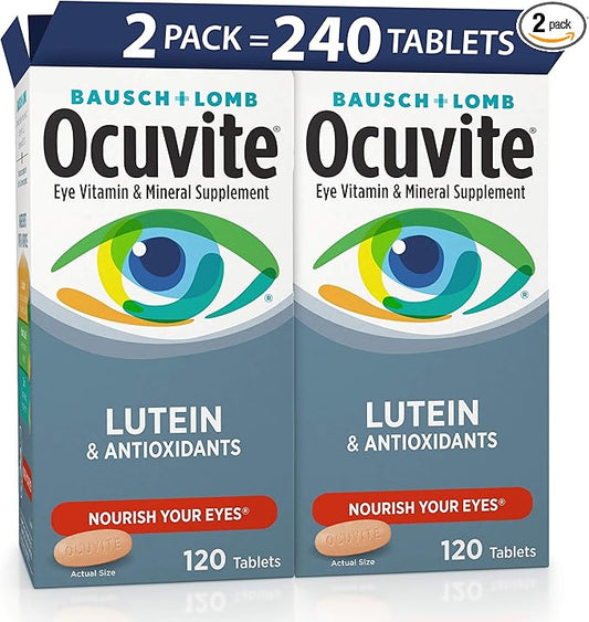 Bausch + Lomb Ocuvite Eye Vitamin and Mineral Supplement with Lutein,120 Count - Pack of 2
