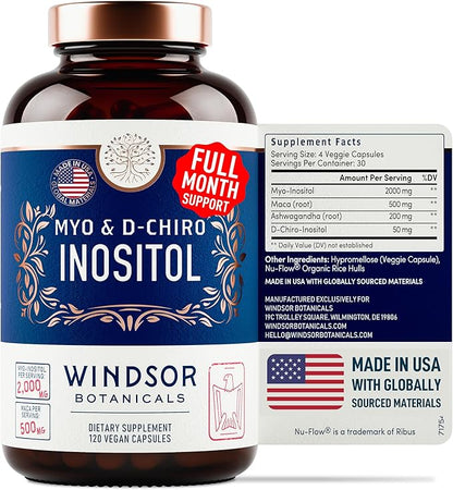 WINDSOR BOTANICALS Liquid Collagen Ashwagandha and Inositol Capsules - Hormonal Balance & Mood Support Bundle