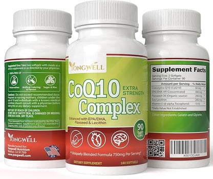 Extra Strength CoQ10 Complex, Enhanced with EPA/DHA, Lecithin, Flaxseed and Vitamin E (180 Softgels)