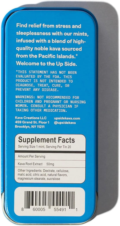 Up Side Kava Chill Pills, Kava Kava Candy Moon Mint Flavor, Natural Supplement for Calm & Stress Support, 6 Pack 20 Mints