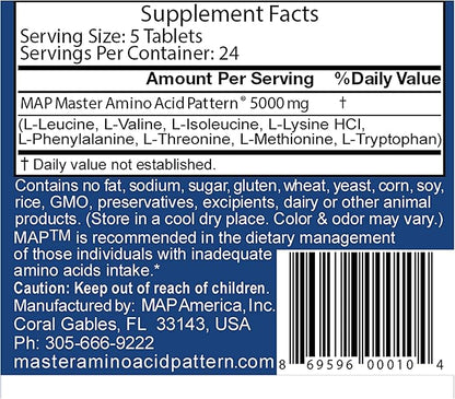 Pack of 12 Bottles of MAP Master Amino Acid Pattern (120 Tablets/Bottle) 99% Net Nitrogen Utilization (NNU) - Original Formula by Dr. Luca Moretti
