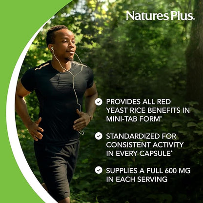 Natures Plus Herbal Actives Red Yeast Rice, Extended Release - 600 mg, 60 Mini Tablets - Herbal Supplement - Vegan, Vegetarian, Gluten-Free - 30 Servings
