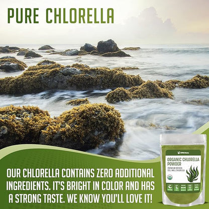 XPRS Nutra Organic Chlorella Powder - Broken Cell Wall Chlorophyll Powder - Chlorella Organic Powder for Immunity - Vegan Friendly Chlorella Powder Organic for Complete Protein (4 Ounce)