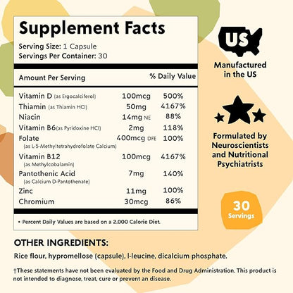 Vitamin B Complex Mood Support Supplement by PYM (30 Count) | Methylated B Complex for Everyday Mood & Energy Support | Non-GMO, Vegan, Gluten-Free