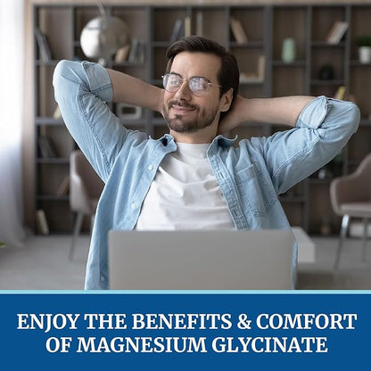 Magnesium Glycinate 500mg | Chelated for High Absorption | Muscle Relaxation, Bones, Heart, Nerve, Sleep & Calm Support for Women & Men | Magnesium Chelate Supplement & Bisglycinate Complex | 60ct