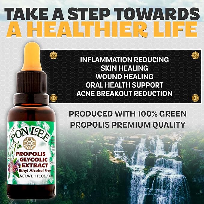 Pon Lee Brazilian Green Bee Propolis Extract 100% Organic, No Alcohol – High Artepillin-C Concentration, Natural Immune Support & Antioxidant, 30ML (3 Pack)
