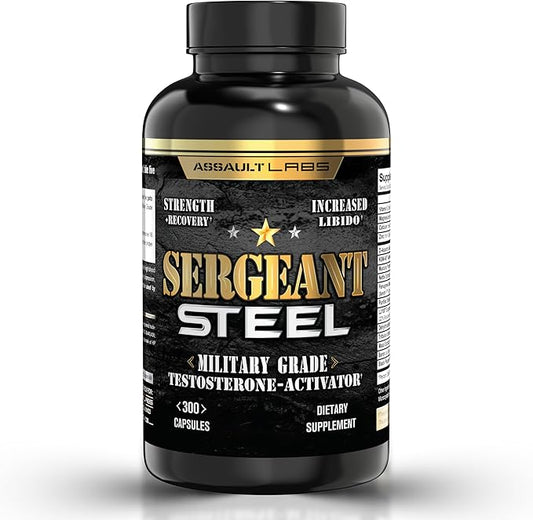 Sergeant Steel Blended with shilajit,Ashwagandha,mucuna,Magnesium,Nettle,zinc and Others for,Muscle Growth,Energy,Calm and Immune Support.300 Capsules 2 Months Supply.