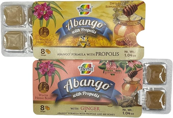 Abango Propóleo y Equinácea Té Vitamina C(Abango with Propolis Echinacea Tea w/Vitamin C) Natural 25 Tea Bags + 2 Cough Drop Trays (8 Individually Wrapped Drops Each) Herbal Dietary Supplement