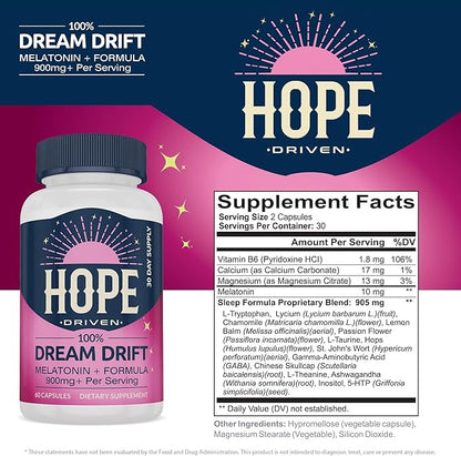 Dream Drift Melatonin+ Sleep Aid Supplements for Adults – 60 Count – Enhanced with Magnesium, Ashwagandha, and L-Theanine for Restful Sleep and Recovery-10mg Melatonin Sleeping Pills.