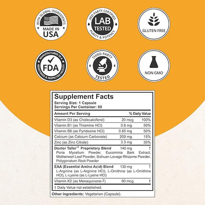 NuBest Doctor Taller - Height Growth Formula - Supports Height Growth and Immunity - Keto with Calcium, Vitamin D3, Vitamin K2, Amino Acids & Herbs for Children (8+) - 3 Pack | 3 Month Supply