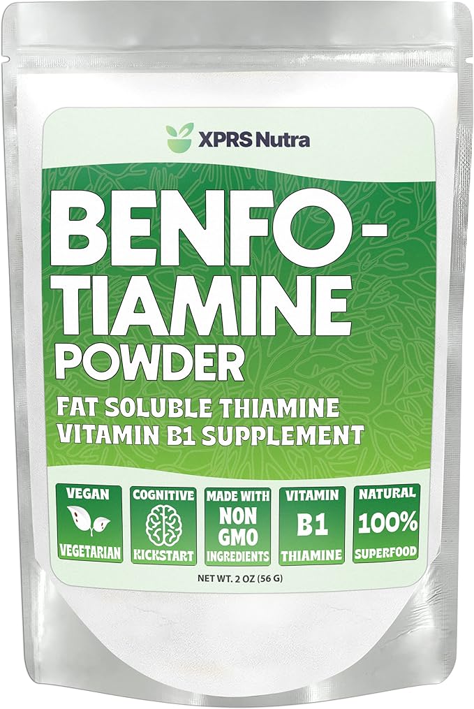 XPRS Nutra Benfotiamine (Thiamine) - Fat Soluble Happy Heart Thiamine - Enhanced Vitamin B1 Benfotiamine to Support Cognitive Health - Vegan Friendly Benfotamine (2 Ounce)