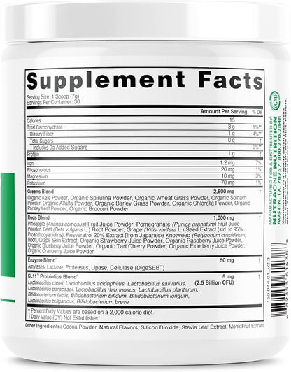 NutraOne Ideal Greens Antioxidant and Nutrient-Rich Superfood Greens Powder Supplement (Chocolate- 30 Servings)