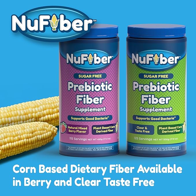 Fiber Supplement, Daily Prebiotic Fiber, 125 Servings, Clear, Grit & Taste Free, No Gluten & Sugar, Plant Based Corn Powder to Support Digestive & Gut Health