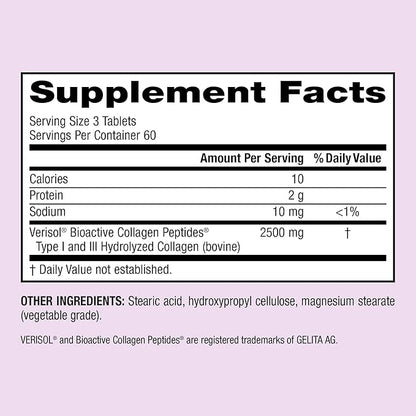 Webber Naturals Collagen30 Anti-Wrinkle, 2,500mg of Bioactive Collagen Peptides Per Serving, 180 Tablets, Helps Reduce Deep Wrinkles, Fine Lines & Stimulates Skin Cells, Non GMO, Dairy & Gluten Free