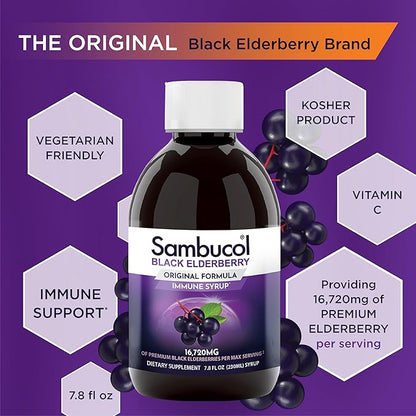 Sambucol Black Elderberry Syrup - Sambucus Elderberry Syrup for Adults Immune Support, Elderberry Liquid, Elderberry Extract, Gluten Free - 7.8 Fl Oz