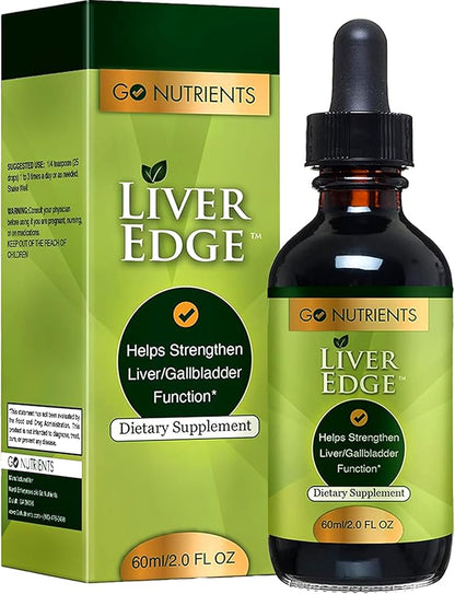 Go Nutrients Liver Edge – Milk Thistle Supplement for Liver Cleanse, Detox & Repair with Artichoke Extract for Health & Fatty Liver Support, Organic Liquid Drops & Tincture - 2 oz, 48 Servings
