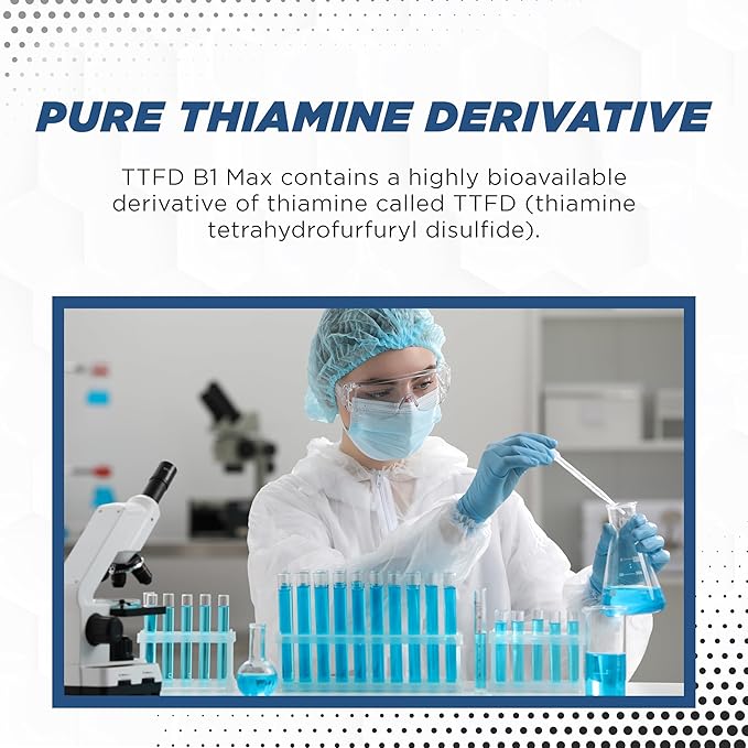 TTFD Thiamine B1 Supplement 60Capsules Made in USA- Thiamine TTFD Vitamin B1 MAX, High-Potency Supplement for Energy & Focus, Supports Healthy Nerve Function & Overall Wellness by MaxLife Naturals