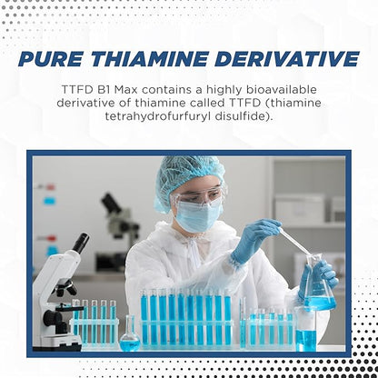 TTFD Thiamine B1 Supplement 60Capsules Made in USA- Thiamine TTFD Vitamin B1 MAX, High-Potency Supplement for Energy & Focus, Supports Healthy Nerve Function & Overall Wellness by MaxLife Naturals