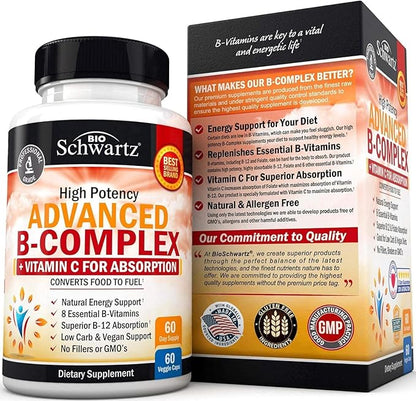 BioSchwartz Daily Fruits and Veggies Supplement for Women and Men (2 Month Supply) Plus Vitamin B Complex with Vitamin C (2 Month Supply)