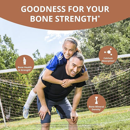 Bone Xtra - Vegan Bone Strength Formula for Stronger Bones, Plant-Based Calcium from Marine Algae, Vitamins D3, Vitamin K2, Magnesium, Phosphorus & More for Teens, Adults - 3 Months Supply | 3 Pack