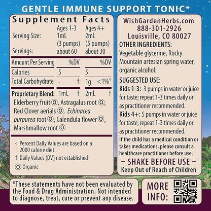 WishGarden Herbs Daily Immune for Kids - Daily Immune Support Formula for Children, Herbal Immune Defense & Immune System Booster with Black Elderberry & Echinacea, Kids Immune Support Supplement, 2oz