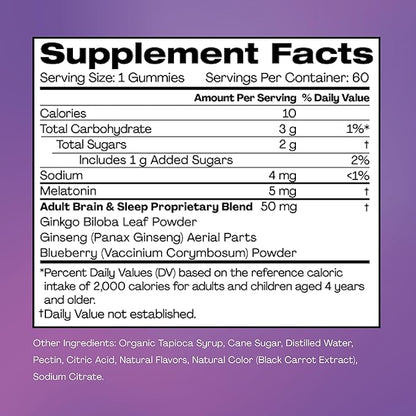 Hello Bello Adult Sleep Smart Vegan Gummies with 5mg Melatonin – Mixed Berry - 60ct
