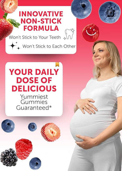 Prenatal Vitamins for Women with Iron & Folic Acid - Tastiest Proprietary Formula - Daily Pregnancy Multivitamin with VIT.A,B Complex, C,D,E,Zinc - Non-GMO Prenatal Vitamin Gummies for Women, 9 Pack