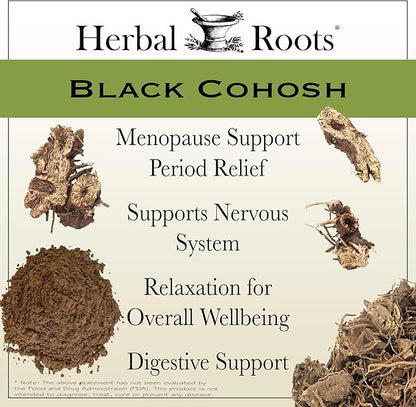 Herbal Roots Organic Black Cohosh Root | Extra Strength | Menopause and Menstrual Support for Women | 90 Capsules, Vegan