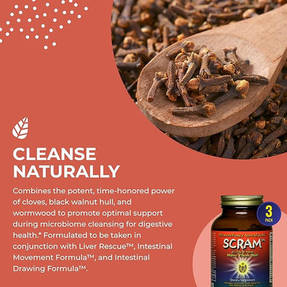 HealthForce SuperFoods Scram - Herbal Supplement with Milk Thistle, Wormwood & Black Walnut - Digestion Support Capsules - 150 Vegan Capsules (Pack of 3)