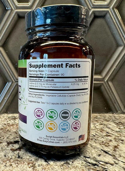 Suzy Cohen Iodine Complex Supplement - 6.25mg Iodine & Iodide Blend - 90 Vegetarian Capsules for Dietary Support