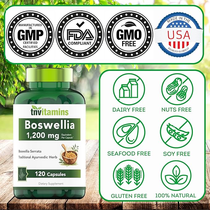 Boswellia Serrata Herbal Extract Capsules | 1200 MG/Capsule (120 Capsules) | Joint Support Supplement* | Ayurvedic Herb: Indian Olibanum/Frankincense