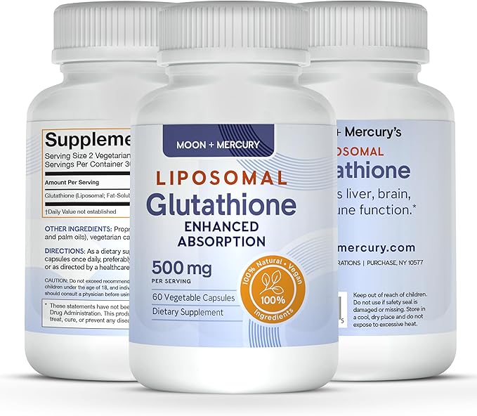 Liposomal Glutathione Non-GMO, Gluten Free 500mg Supplement - May Provide Immune Support, Liver Detox, Brain Health and Heart Health - 60 Glutathione Capsules
