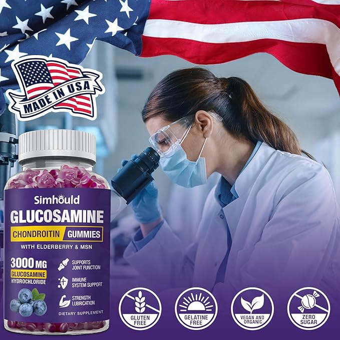 2 Packs Glucosamine Chondroitin Gummies - 3000MG Extra Strength Joint Support Supplement with MSM & Elderberry, Flexibility, Antioxidant Immune Support Gummy for Adults, Men & Women